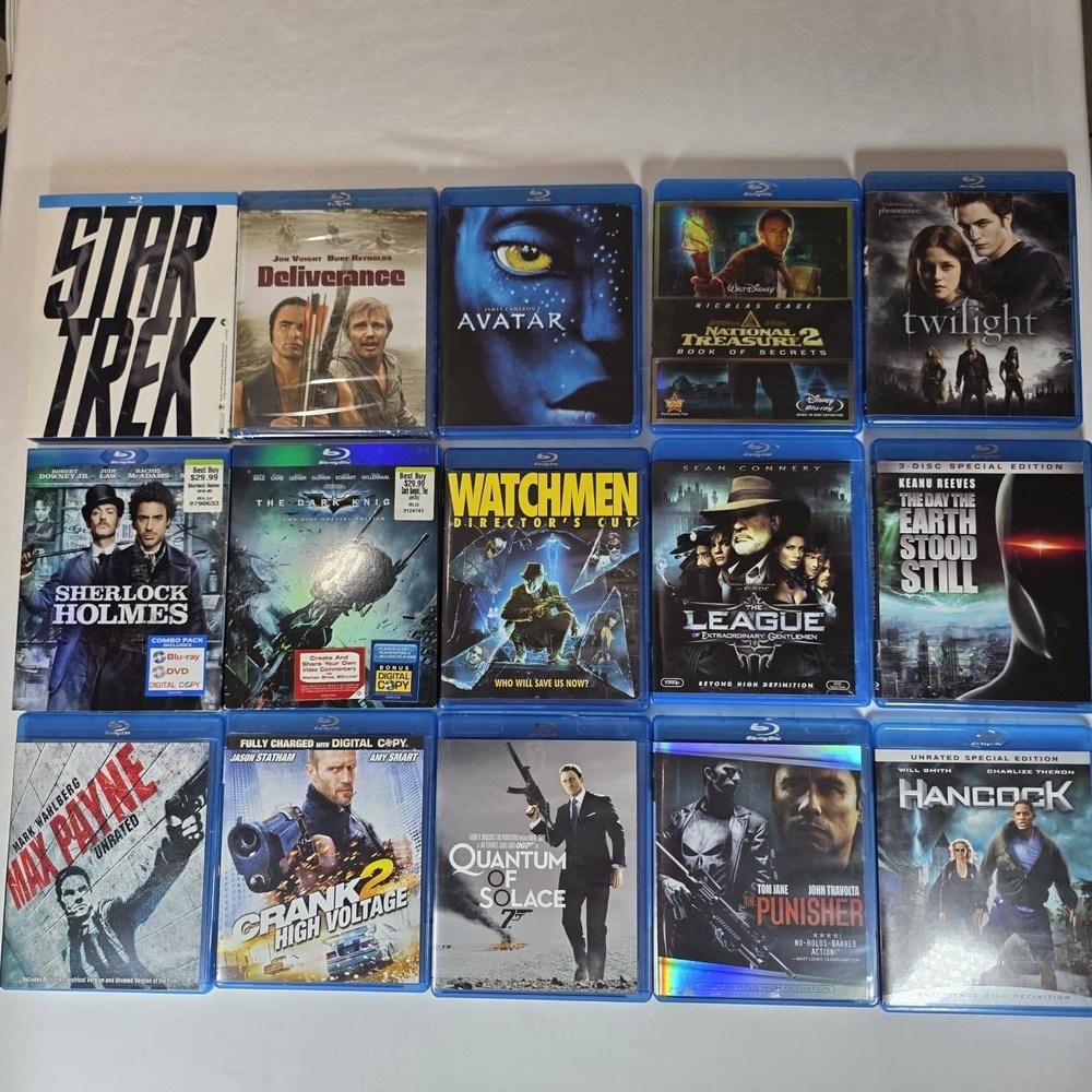 15 Blu-ray Movie Lot Watchmen Avatar Dark Knight Star Trek 007